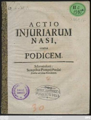 Actio Iniuriarum Nasi, contra Podicem