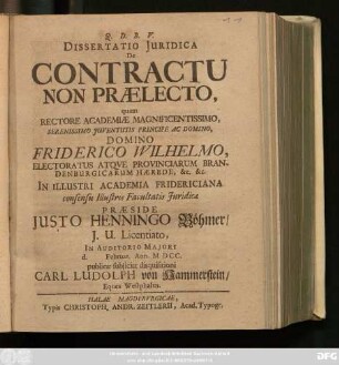 Dissertatio Iuridica De Contractu Non Praelecto