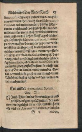 Ein ander operatio ad Solem. Cap. XII.