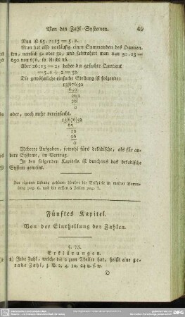 Fünftes Kapitel. Von der Eintheilung der Zahlen