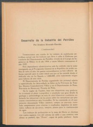 Desarrollo de la Industria del Petróleo - (Continuación)