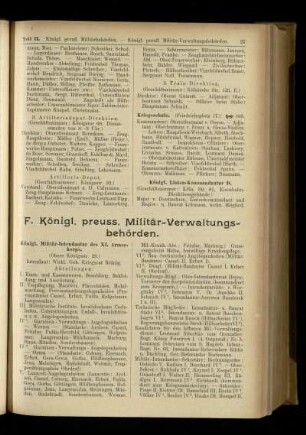 Königl. preuss. Militär-Verwaltungsbehörden