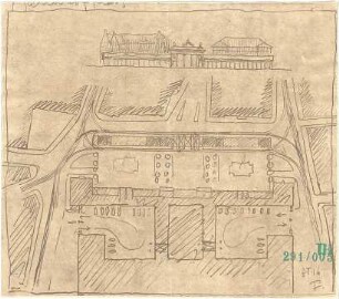 Fischer, Theodor; München; Hauptbahnhof, Bebauungsvorschlag - Lageplan, Ansicht