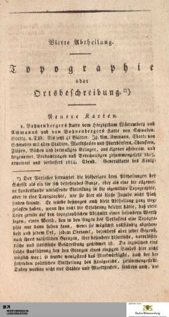 Vierte Abtheilung: Ortsbeschreibung oder Topographie