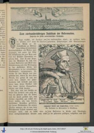 Zum vierhundertjährigen Jubiläum der Reformation.