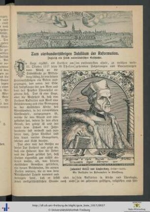 Zum vierhundertjährigen Jubiläum der Reformation.