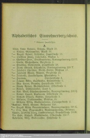 Einwohnerverzeichnis : Alphabetisches Einwohnerverzeichnis