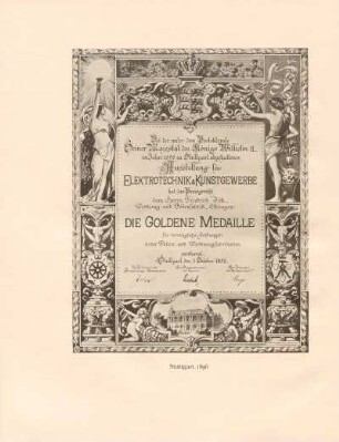 [Urkunde] Stuttgart 1896