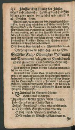 Sechster Tag / Ubung der Hoffnung und Vertrauens / als getreue Knecht ...