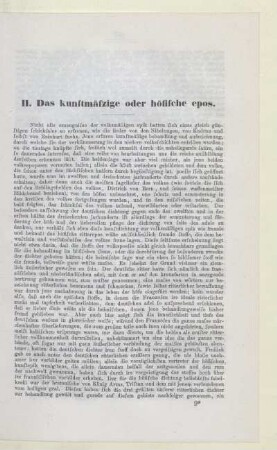 II. Das kunstmäszige oder höfische epos