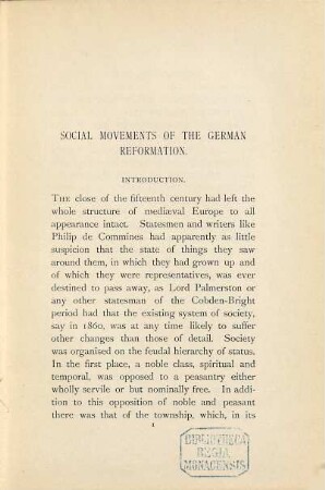 German society at the close of the middle ages