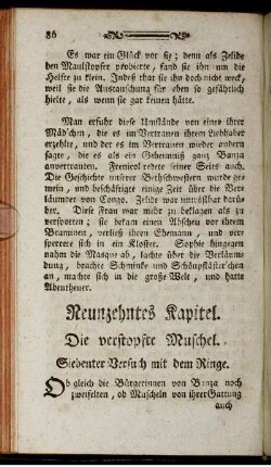 Neunzehntes Kapitel. Die verstopfte Muschel.