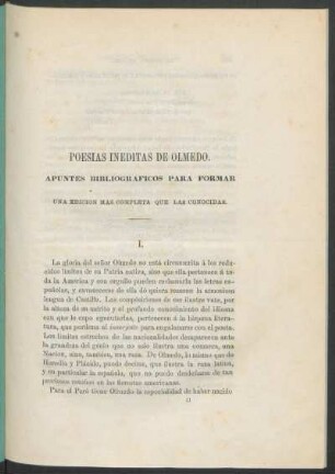 Poesías inéditas de Olmedo. : Apuntes bibliográficos para formar - Una edición mas completa que las conocidas.