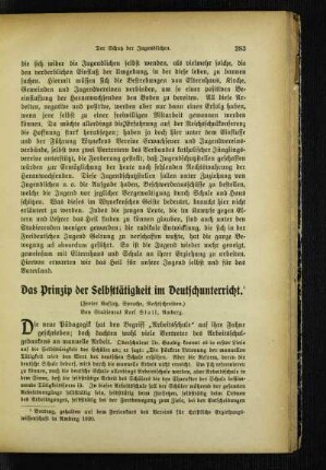 ¬Das¬ Prinzip der Selbsttätigkeit im Deutschunterricht : (freier Aufsatz, Sprache, Rechtschreiben)