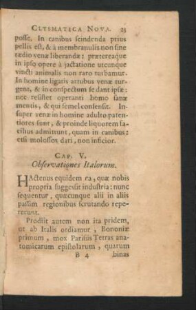 Cap. V. Observationes Italorum.