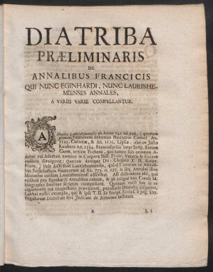 Diatriba Praeliminiaris De Annalibus Francicis ...