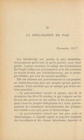 II La Déclaration De Paix
