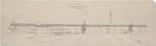 Gsaenger, Gustav; München, Fernpaßstr. 41; Hinterbärenbad- Schule mit Kindertagesstätte - Tekturplan, Nordseite abgewickelt (Ansicht m. Schnitt)