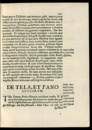 De Tela, Et Pano Oculorum.