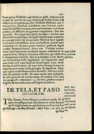 De Tela, Et Pano Oculorum.