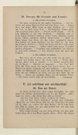 V. Sei arbeitsam und wirtschaftlich!