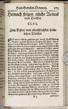Hernach folgen etliche Articul vom Diebstal.
