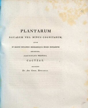 Plantarum novarum vel minus cognitarum quae in horto botanico herbarioque regio Monacensi servantur, 3. Cacteae