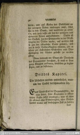 Drittes Kapitel. Die Ursachen werden untersuchet, warum der Credit verschwunden sey
