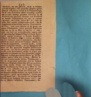 Sententie By de welke binnen Brussel, de twee eerste Orders van de Aristocraticque Staeten van Braband uyt de Ciparagie van Treurenberg zyn geflaekt