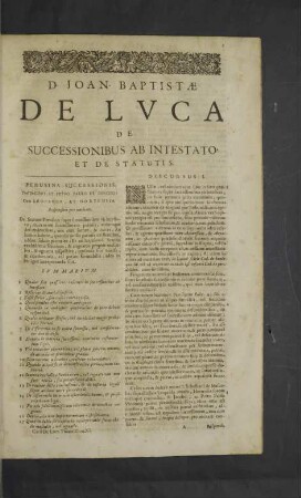 De Successionibus ab intestato et de statutis.