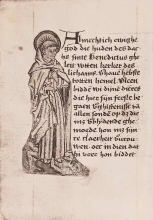 Heiliger auf Dämon (Benedictus, Cyriakus ?)
