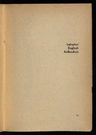 Lehrplan Englisch Aufbaukurs