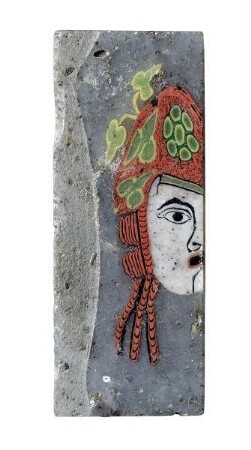 Mosaikglasstein mit der Darstellung einer Theatermaske
