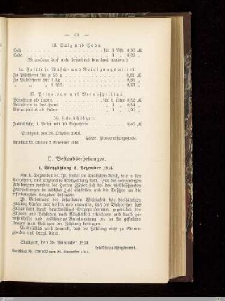 E. Bestandserhebungen