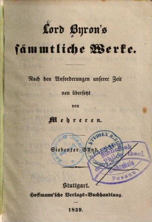 Lord Byron's sämmtliche Werke, 7
