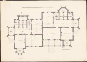 Doppelvilla, Middlesbrough: Grundriss des Erdgeschosses, Maßstabsleiste