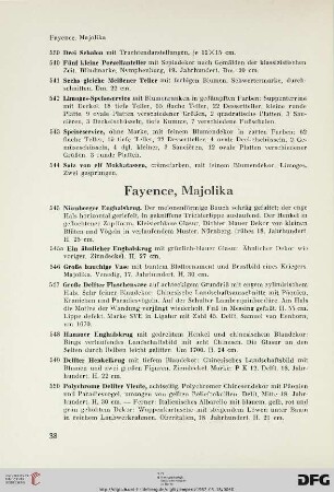 Fayence, Majolika (Nr. 545-581)