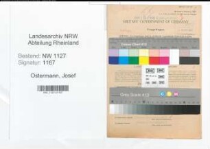 Entnazifizierung Josef Ostermann , geb. 20.11.1891 (Vertreter)