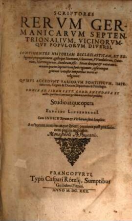 Scriptores rerum germanicarum septentrionalium veteres diversi