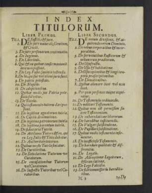 Index titulorum.