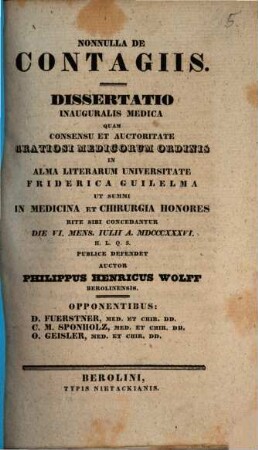 Nonnulla de contagiis : diss. inaug. med.