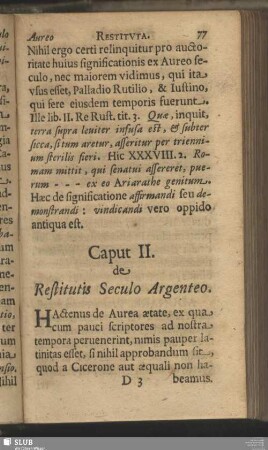 Caput II. de Restitutis Seculo Argenteo