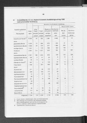 Auszubildende mit neu abgeschlossenem Ausbildungsvertrag 1996 nach schulicher Vorbildung