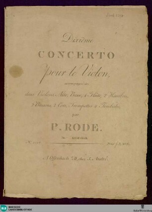 Dixième Concerto pour le violon : Dixième Concerto pour le violon