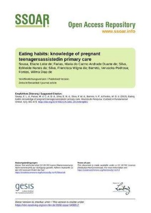 Eating habits: knowledge of pregnant teenagersassistedin primary care