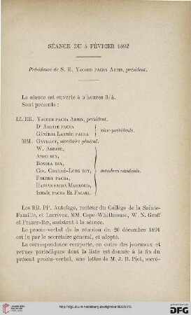 Séance du 5 février 1892