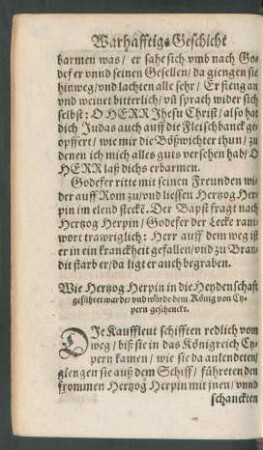 Wie Hertzog Herpin in die Heydenschaft geführet warde/ und wurde dem König von Cypern geschenckt.