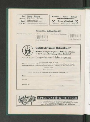 Rentenzahlung für Monat März 1963
