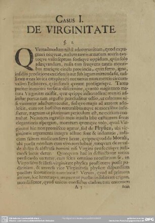 Casus I. De Virginitate