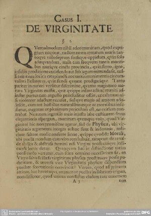 Casus I. De Virginitate